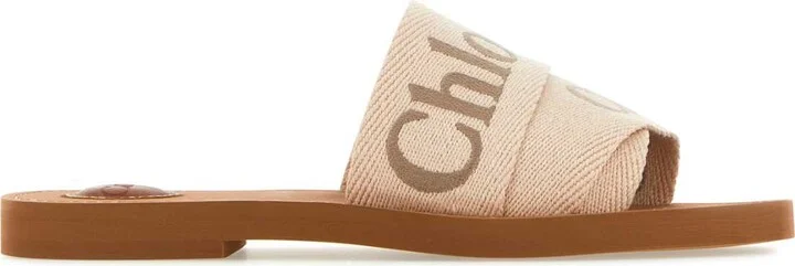 Beige Linen Woody Slippers