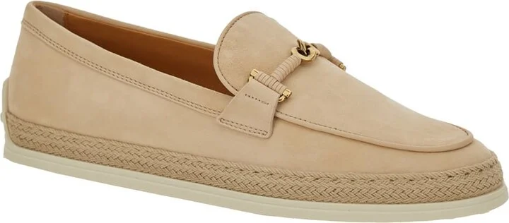 Beige Loafers With Cord Detail In Leather Woman - Image 2