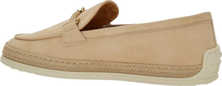 Beige Loafers With Cord Detail In Leather Woman - Image 3