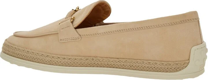 Beige Loafers With Cord Detail In Leather Woman - Image 3