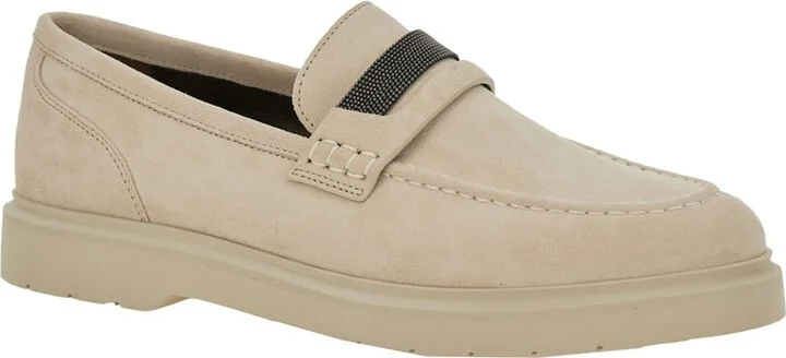 Beige Loafers With Monile Detail In Suede Woman - Image 2