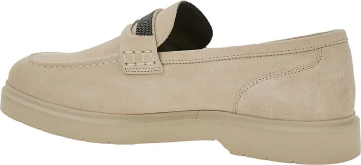 Beige Loafers With Monile Detail In Suede Woman - Image 3