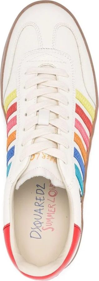 Beige Low Top Sneaker With Logo On The Tongue And Contrast Heel Tab With Logo In Leather Man - Image 2