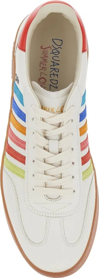 Beige Low Top Sneaker With Logo On The Tongue And Contrast Heel Tab With Logo In Leather Man - Image 3