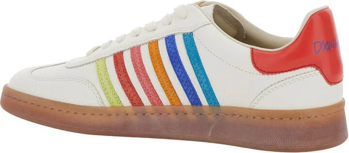 Beige Low Top Sneaker With Logo On The Tongue And Contrast Heel Tab With Logo In Leather Man