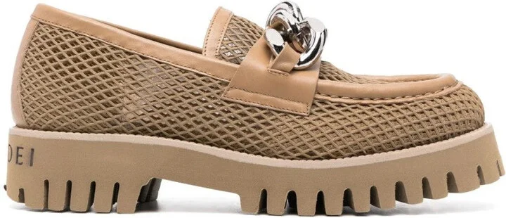Beige Mesh Loafers