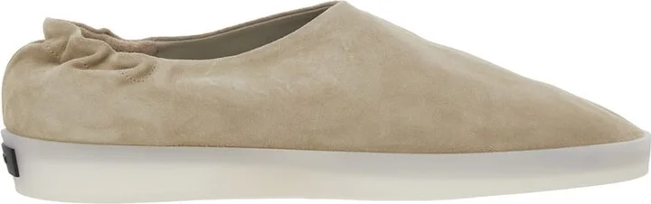 Beige Mules With Logo Patch On The Back And Elasticized Heel In Suede Man