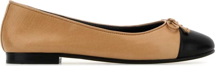 Beige Nappa Leather Ballerinas