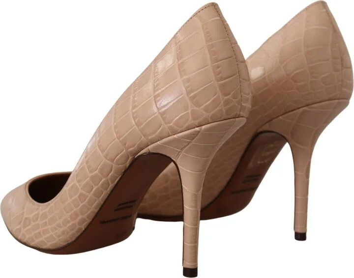 Beige Nude Leather BELLUCCI Heels Pumps Women's Shoes - Image 2