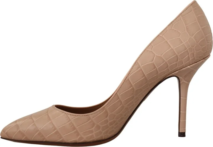 Beige Nude Leather BELLUCCI Heels Pumps Women's Shoes - Image 3