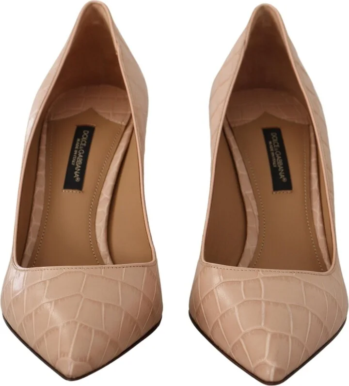 Beige Nude Leather BELLUCCI Heels Pumps Women's Shoes - Image 6