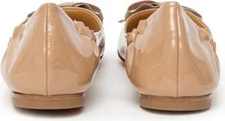 Beige Patent Leather Ballet Women's Flat - Image 3