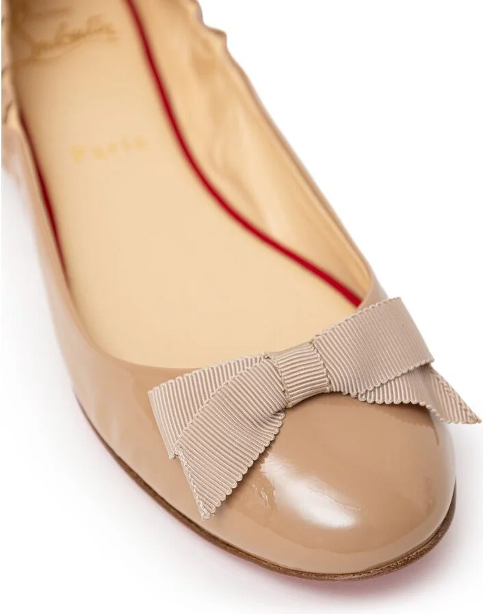 Beige Patent Leather Ballet Women's Flat - Image 4