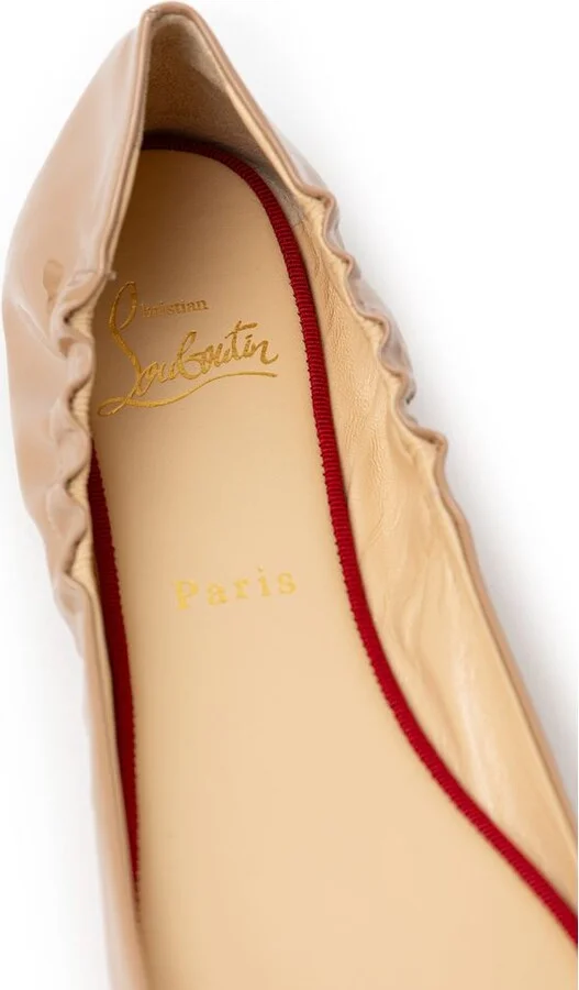 Beige Patent Leather Ballet Women's Flat - Image 5