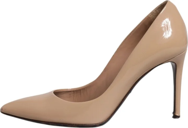 Beige Patent Leather Stiletto Heel Pumps Women's Shoes (Pre-Owned) - Image 2