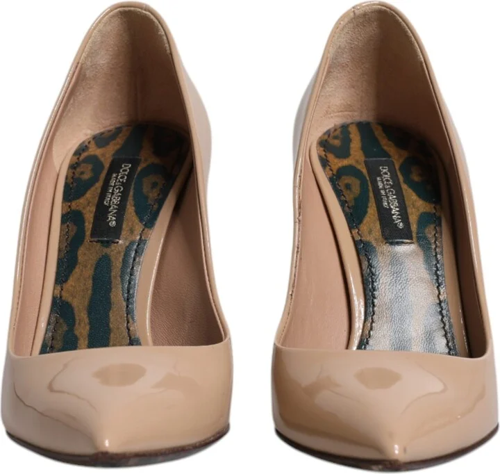Beige Patent Leather Stiletto Heel Pumps Women's Shoes (Pre-Owned) - Image 4
