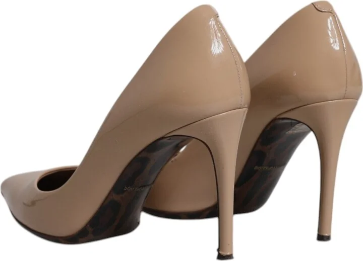 Beige Patent Leather Stiletto Heel Pumps Women's Shoes (Pre-Owned) - Image 5