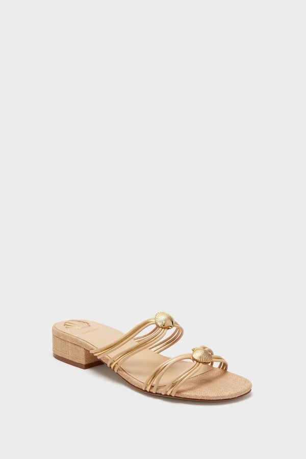 Beige Raffia Shelly Flat Mules