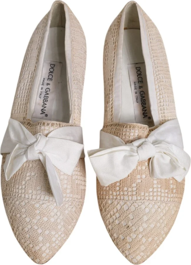 Beige Ribbon Fabric Ballerina Flats Women's Shoes (Pre-Owned) - Image 3