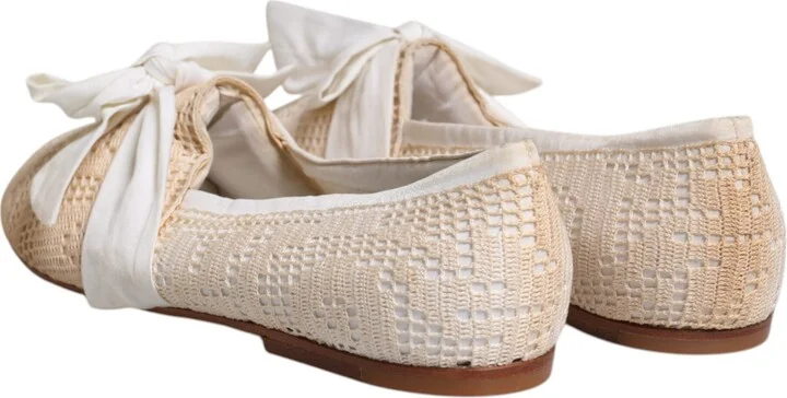 Beige Ribbon Fabric Ballerina Flats Women's Shoes (Pre-Owned) - Image 5