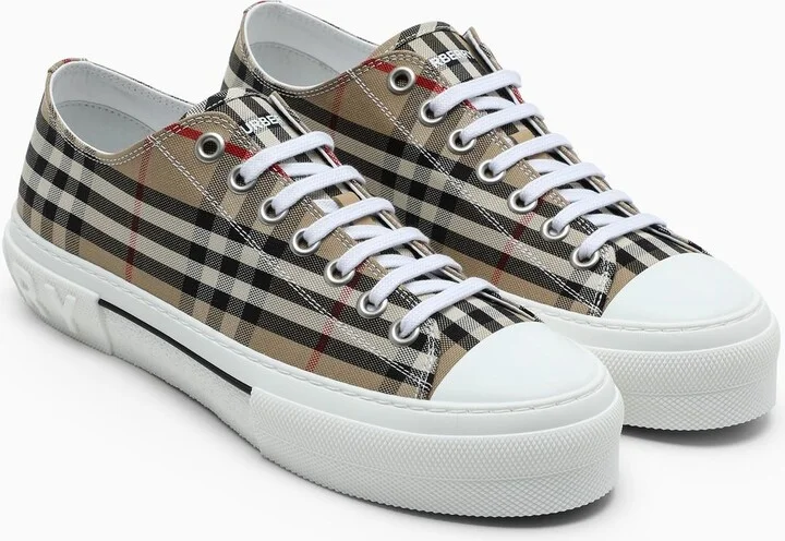 Beige Sneakers With Vintage Check Motif - Image 2