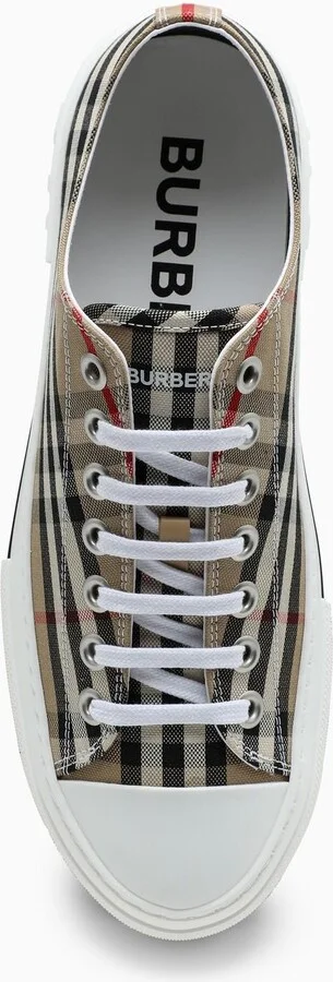 Beige Sneakers With Vintage Check Motif - Image 3