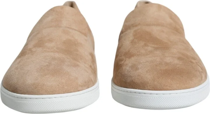Beige Suede Caiman Loafers Slippers Men's Shoes - Image 2