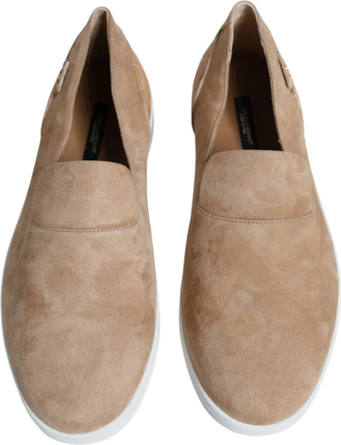 Beige Suede Caiman Loafers Slippers Men's Shoes - Image 3