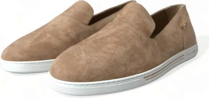 Beige Suede Caiman Men Loafers Slippers Men's Shoes - Image 3