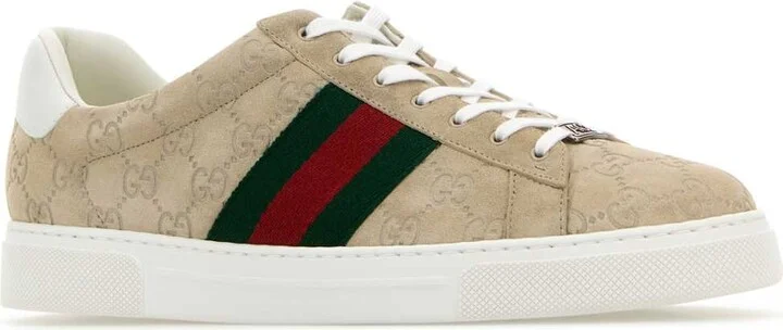 Beige Suede Gucci Ace Sneakers - Image 2