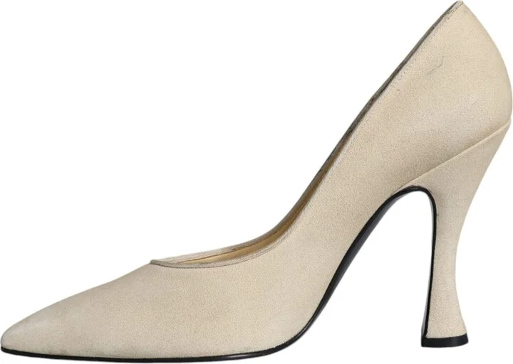 Beige Suede Leather High Heels Pumps Women's Shoes (Pre-Owned) - Image 5