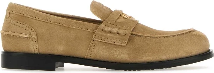 Beige Suede Loafers