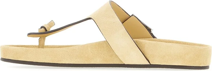 Beige Suede Mellow Thong Sandals - Image 3