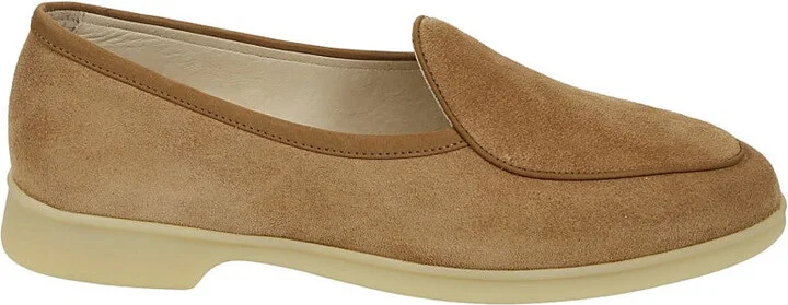 Beige Suede Moccasin With Minimalistic Design