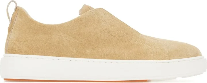Beige Suede Slip Ons