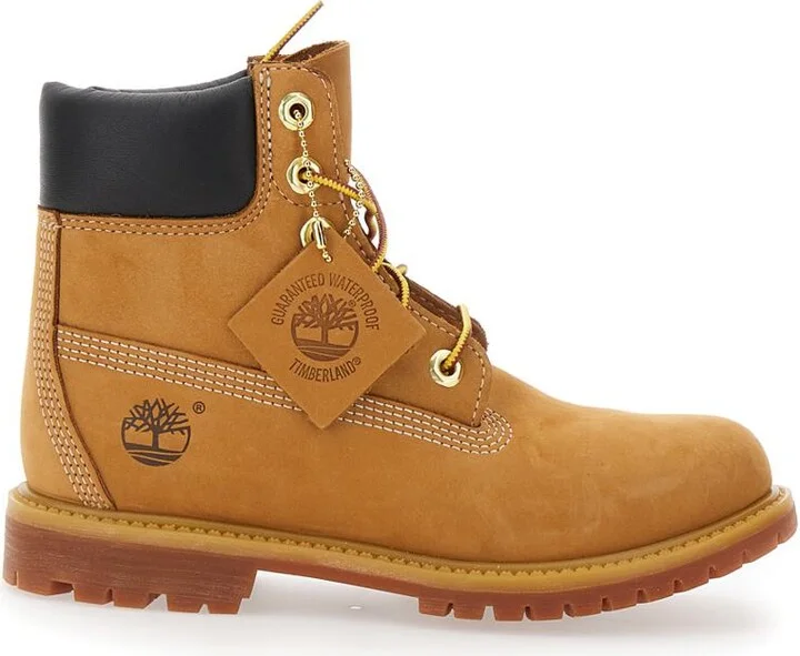 Beige Water-Proof Boots With Logo In Nubuck Leather Woman