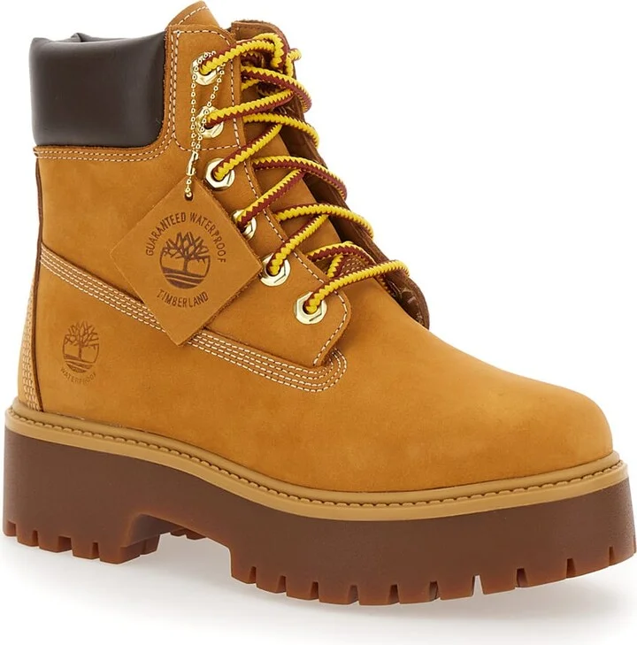 Beige Water-proof Boots With Logo Plate In Leather Woman - Image 2