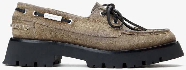 Beige Waxed Suede Carson Boat Loafers