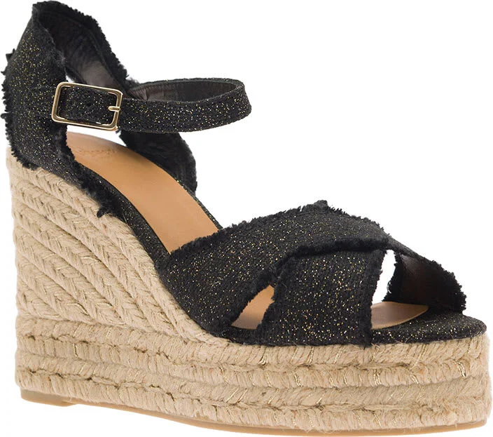 Beige Wedge Sandals In Canvas Woman - Image 2