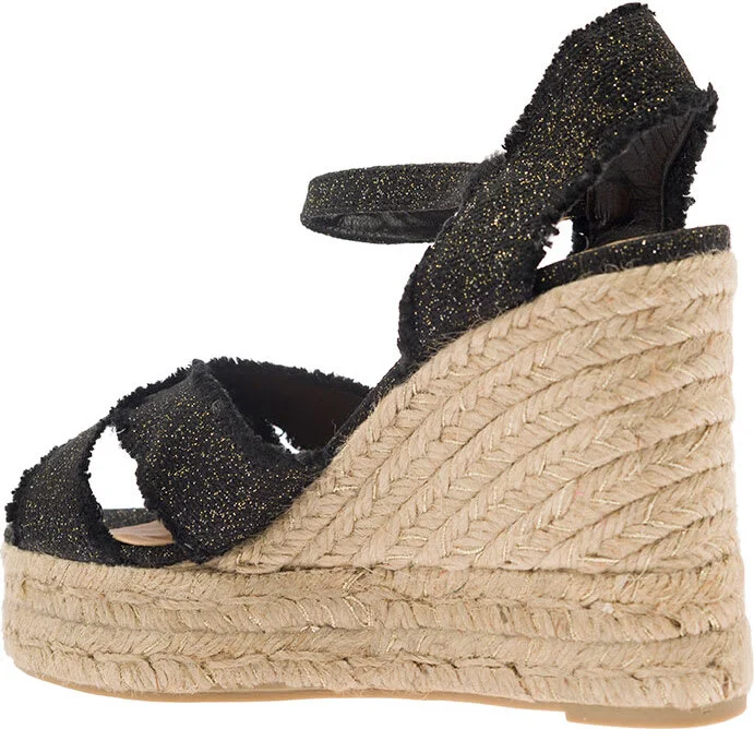 Beige Wedge Sandals In Canvas Woman - Image 3