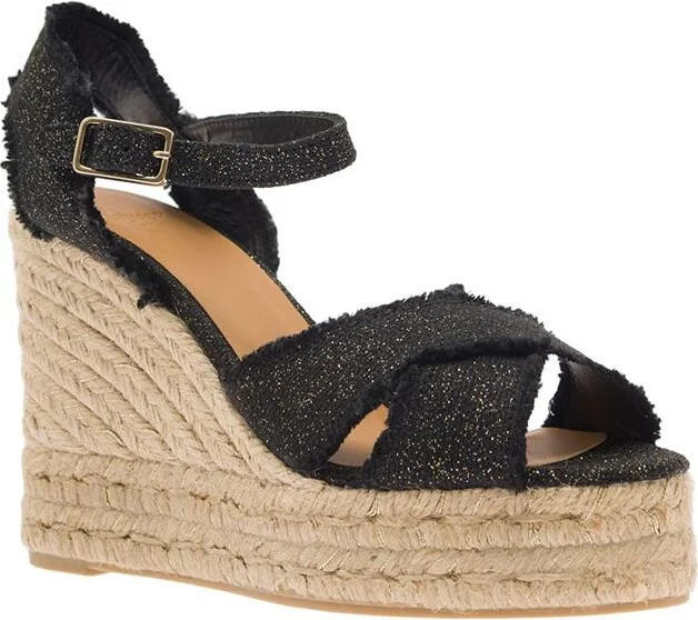 Beige Wedge Sandals In Canvas Woman - Image 2