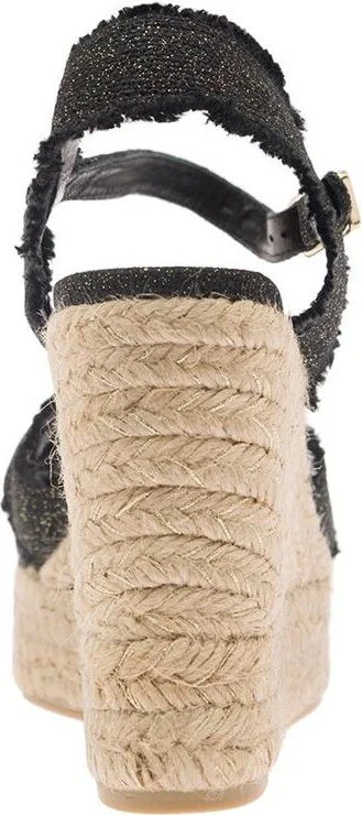 Beige Wedge Sandals In Canvas Woman - Image 4