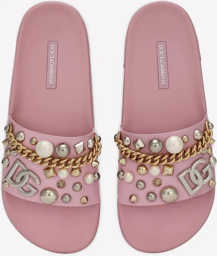 Bejeweled Appliqués Beachwear Slides in Rubber - Image 3