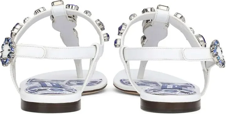 Bejewelled Patent Leather Thong Sandals - Image 3