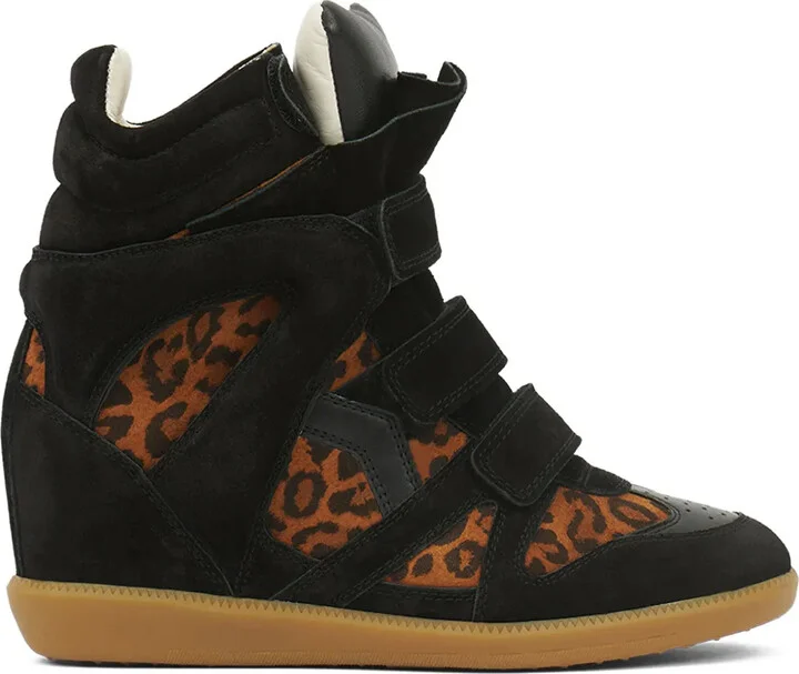 Bekett leopard-print panelled wedge sneakers