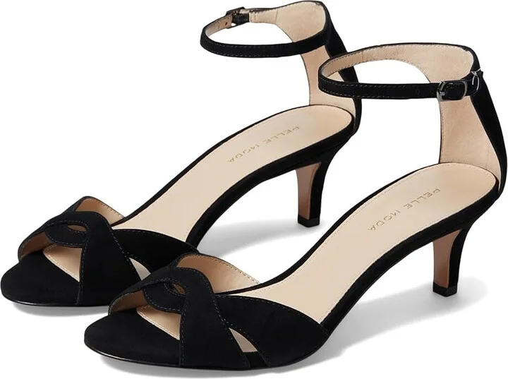 Bekim Sandal Womens US 10 Black Suede Ankle Strap Kitten Heel RHS3858