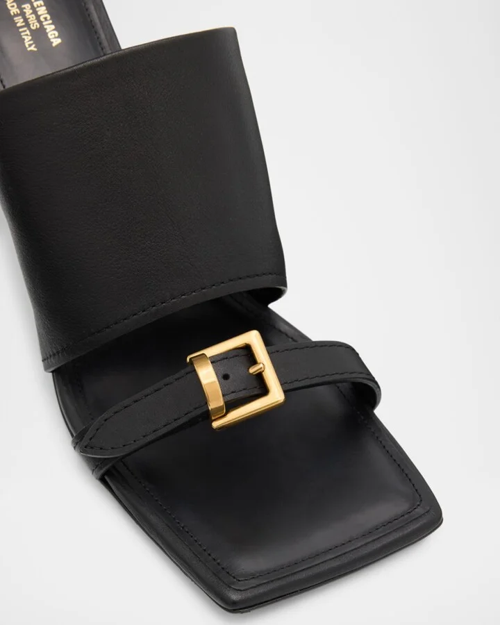 Bel Air Leather Buckle Mule Sandals - Image 7