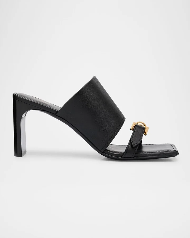 Bel Air Leather Buckle Mule Sandals
