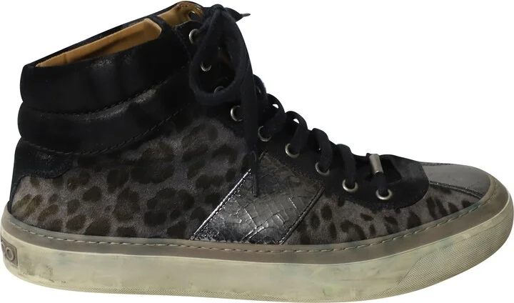 Belgravia Leopard High Top Trainers in Multicolor Leather