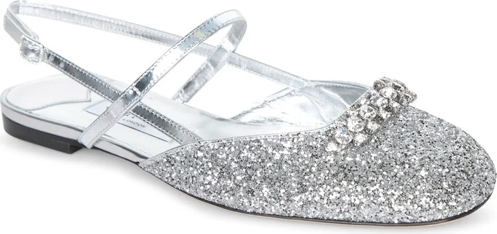 Belinda Silver Glitter Ballerinas - Image 2